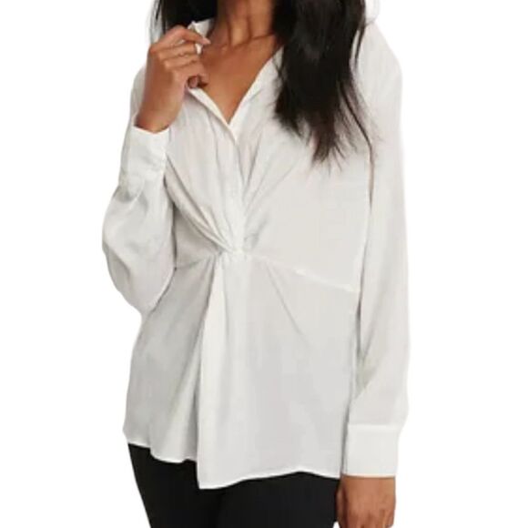 INC International Concepts Knot Frint White Classic Blouse Size Large - Picture 1 of 9